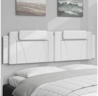 vidaXL Bett, Kopfteil-Kissen Wei&szlig; 180 cm Kunstleder