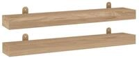 vidaXL Wandregal, Regale 2 Stk. 90x15x6 cm Massivholz Teak