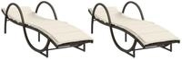 vidaXL Gartenliege Sonnenliegen 2 Stk. mit Auflagen Braun Poly Rattan, 1 St.