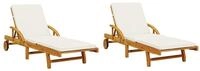 vidaXL Gartenliege Sonnenliegen 2 Stk. mit Auflagen 200x68x83 cm Massivholz, 1...
