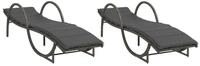 vidaXL Gartenliege Sonnenliegen 2 Stk. mit Auflagen Grau Poly Rattan, 1 St.