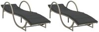 vidaXL Gartenliege Sonnenliegen 2 Stk. mit Auflagen Hellgrau Poly Rattan, 1 St.