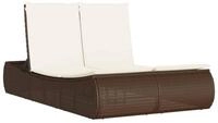 vidaXL Gartenliege Doppel-Sonnenliege mit Auflagen Braun Poly Rattan, 1 St.