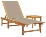 vidaXL Gartenliege Sonnenliege mit Tisch Taupe Massivholz und Textilene, 1 St.