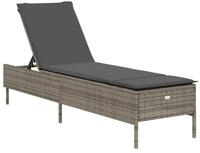 vidaXL Gartenliege Sonnenliege mit Auflage Grau Poly Rattan, 1 St.