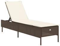 vidaXL Gartenliege Sonnenliege mit Auflage Braun Poly Rattan, 1 St.