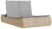 vidaXL Gartenliege Doppel-Sonnenliege mit Auflagen Beige Poly Rattan, 1 St.