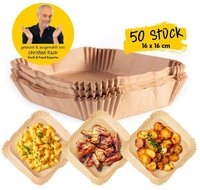 Rachs KOCHWERK Backpapier f&uuml;r Hei&szlig;luftfritteuse 2-5 Liter - 50 St&uuml;ck &ndash; 16...