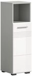 xonox.home Stauraumschrank Copa Wei&szlig; Hochglanz Hellgrau Softclose Melamin Modern