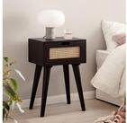 FINEBUY Nachttisch FB95713 Nachtkonsole Massivholz Rattan Schublade...