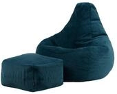 icon Sitzsack Sessel mit R&uuml;ckenlehne aus Cord &bdquo;Dalton&ldquo; mit Hocker...