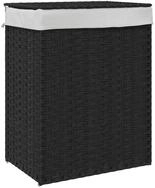 vidaXL W&auml;schekorb, W&auml;schesammler mit Deckel Schwarz 46x33x60 cm Poly Rattan