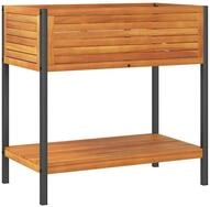 vidaXL Blumentopf Pflanzk&uuml;bel mit Ablage 80x45x80 cm Massivholz und Stahl (1...