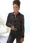 Spitzenbluse LASCANA, Damen, Gr. 44, schwarz, Spitze, Obermaterial: 55% Baumwolle,
