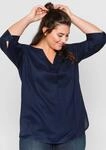 Longbluse SHEEGO, Damen, Gr. 48, blau (marine), 100% Viskose, unifarben, Rundhals,
