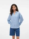 Langarmbluse VERO MODA "VMMELANEY QUEENY LS SHIRT WVN NOOS", Damen, Gr. M, blau