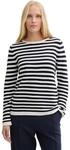 Rundhalspullover TOM TAILOR "Regular", Damen, Gr. XXL (44), blau (schwarz navy wei&szlig;