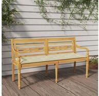 vidaXL Gartenbank vidaXL Batavia-Bank mit Creme Kissen 150 cm Massivholz Teak