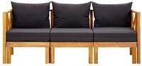 vidaXL Gartenbank, 3-Sitzer-Outdoor Bank mit Kissen 179 cm Massivholz Akazie