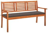 vidaXL Gartenbank 3-Sitzer-Gartenbank mit Auflage 150 cm Massivholz Eukalyptus...