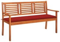 vidaXL Gartenbank 3-Sitzer-Gartenbank mit Auflage 150 cm Massivholz Eukalyptus...