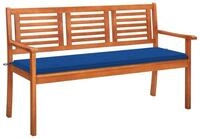 vidaXL Gartenbank 3-Sitzer-Gartenbank mit Auflage 150 cm Massivholz Eukalyptus...