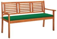 vidaXL Gartenbank 3-Sitzer-Gartenbank mit Auflage 150 cm Massivholz Eukalyptus...