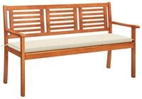 vidaXL Gartenbank 3-Sitzer-Gartenbank mit Auflage 150 cm Massivholz Eukalyptus...