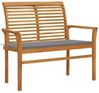 vidaXL Gartenbank vidaXL Gartenbank mit Grauer Auflage 112 cm Massivholz Teak