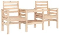 vidaXL Gartenbank Gartenbank mit Tisch 2-Sitzer Massivholz Kiefer (1-St)
