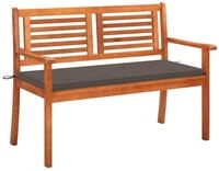 vidaXL Gartenbank 2-Sitzer-Gartenbank mit Auflage 120 cm Massivholz Eukalyptus...