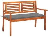 vidaXL Gartenbank 2-Sitzer-Gartenbank mit Auflage 120 cm Massivholz Eukalyptus...