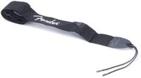 Fender Gitarrengurt, Black Polyester Logo Strap White - Gitarrengurt