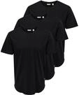 T-Shirt ONLY & SONS "ONSMATT LONGY SS TEE 3-PACK", Herren, Gr. XS, schwarz, Jersey,