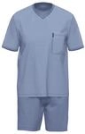 Schlafanzug AMMANN "Schlafanzug kurz Men / Nightwear", Herren, Gr. 56, blau (polo),
