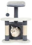 lionto Kratzbaum 65 cm mit Sisalst&auml;mmen, Pl&uuml;schh&ouml;hle & Spielball, stabiler