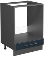 Vicco Herdumbauschrank Fame-Line, Dunkelblau Hochglanz/Anthrazit, 60 cm ohne