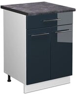 Vicco Unterschrank Fame-Line, Dunkelblau Hochglanz/Wei&szlig;, 60 cm mit Schublade,...