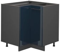 Vicco Eckunterschrank Fame-Line, Dunkelblau Hochglanz/Anthrazit, 80.5 cm ohne