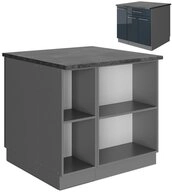 Vicco Unterschrank Fame-Line, Dunkelblau Hochglanz/Anthrazit, 90 cm mit...