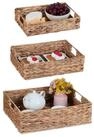 relaxdays Tablett 3er Set Tablett Wasserhyazinthe, Pflanzenfaser