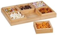relaxdays Snackschale Set mit Serviertablett, Bambus