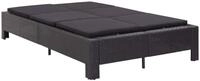 vidaXL Gartenliege, 2-Personen-Sonnenliege mit Auflage Schwarz Poly Rattan
