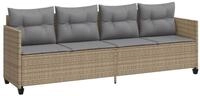 vidaXL Gartenliege Sonnenliege mit Kissen Beige Poly Rattan, 1 St.