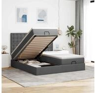 vidaXL Bett, Ottoman-Bett mit Matratzen Dunkelgrau 180x200 cm Stoff