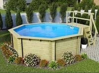 Karibu Achteckpool Massivholzpool kdi Schwimmbecken Gartenpool, Massivholz,