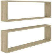vidaXL Wandregal, W&uuml;rfelregale 2 Stk. Sonoma-Eiche 100x15x30 cm Holzwerkstoff