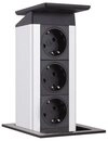 Evoline 3-Fach Steckdose Port Push Edelstahloptik mit Push-Funktion