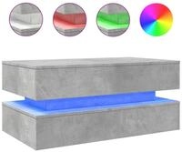 vidaXL Ablagetisch, Couchtisch mit LED-Leuchten Betongrau 90x50x40 cm