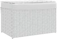vidaXL W&auml;schekorb, W&auml;schesammler mit Deckel Wei&szlig; 55,5x35x34 cm Poly Rattan